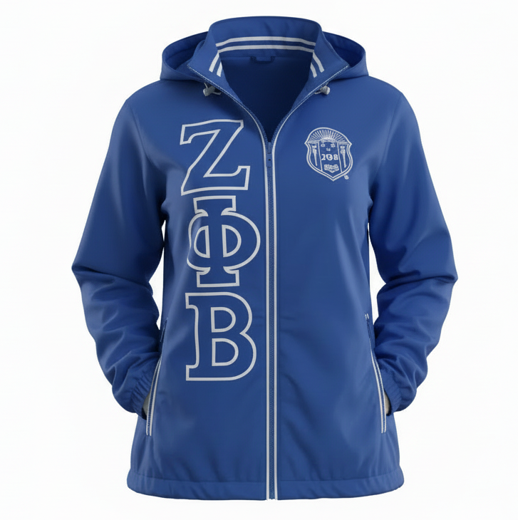 Zeta Windbreaker Jacket - Blue Embroidered Sorority Wear – A&W
