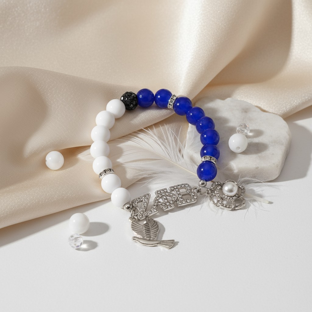 Zeta Phi Beta® Dove & Pearl Beaded Bracelet