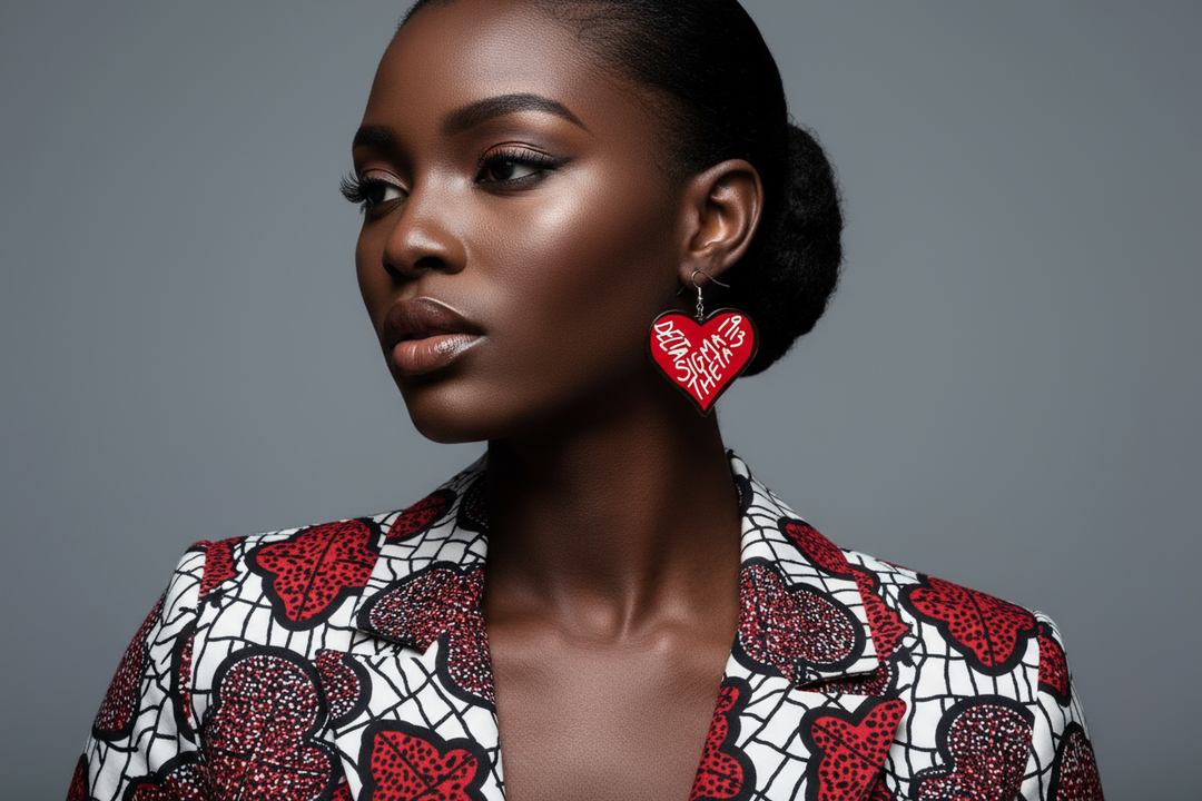 Delta Sigma Theta® Heart Earrings – 1913 Script Design