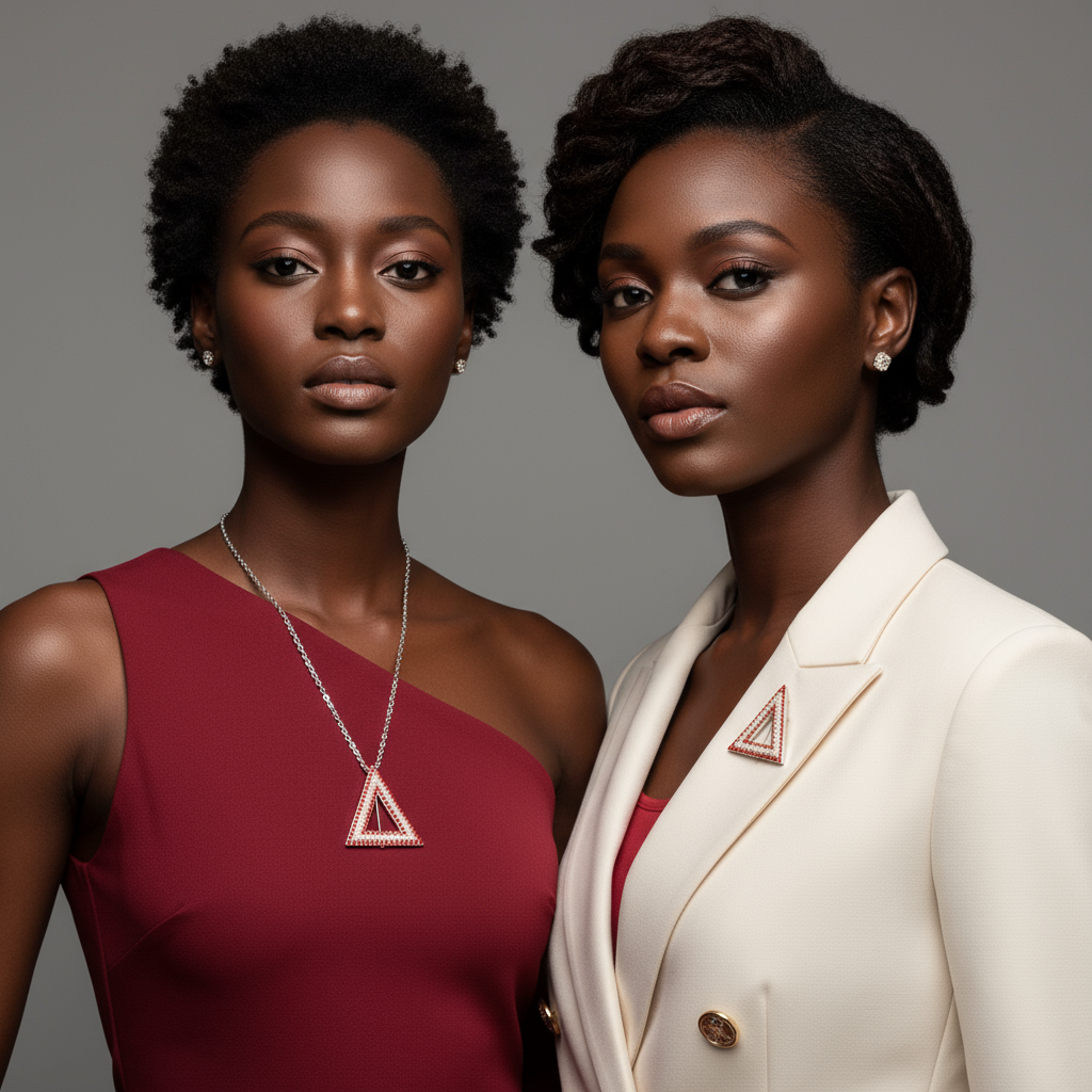 Delta Sigma Theta® Pearl & Ruby Triangle Pendant Pin