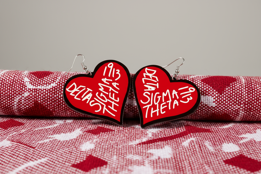 Delta Sigma Theta® Heart Earrings – 1913 Script Design