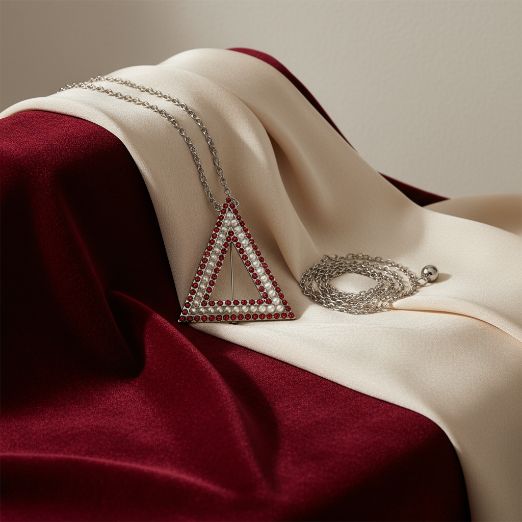 Delta Sigma Theta® Pearl & Ruby Triangle Pendant Pin