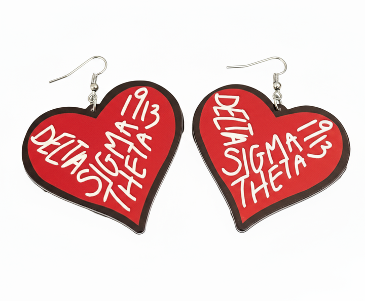 Delta Sigma Theta® Heart Earrings – 1913 Script Design