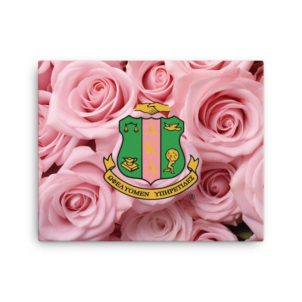 Alpha Kappa Alpha Tea Rose Crest Canvas
