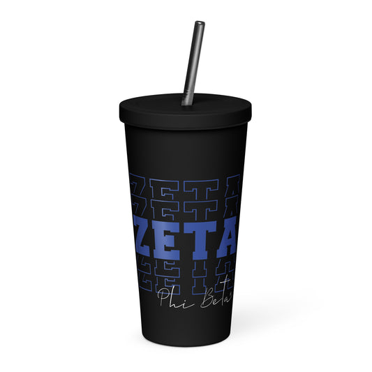Zeta Phi Beta Echo Series Sorority Insulated tumbler with a straw