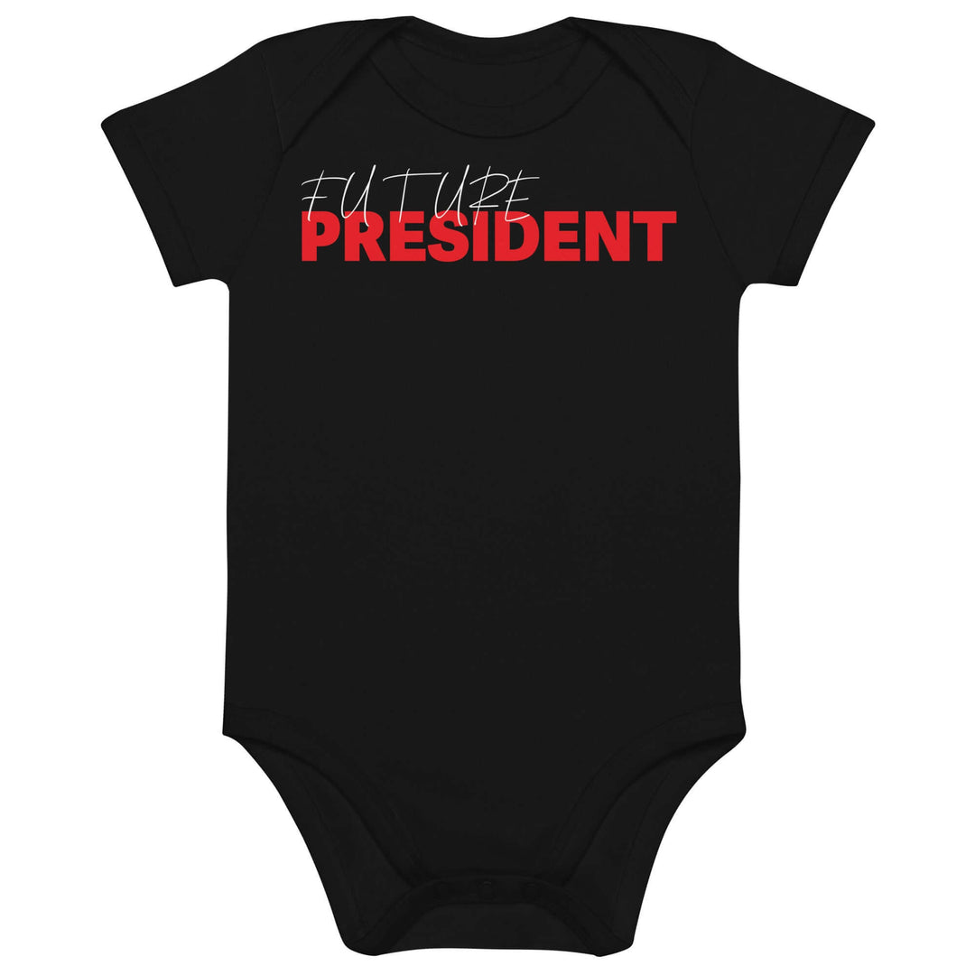 Future President Baby Onesie in black, ideal sorority and fraternity Greek gear for future leaders.