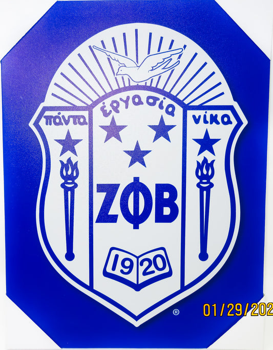 Zeta Print - Crest on Blue Canvas