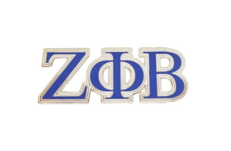 Zeta Pins featuring Greek letters ZΦB, perfect for sorority and fraternity paraphernalia and Greek gear.