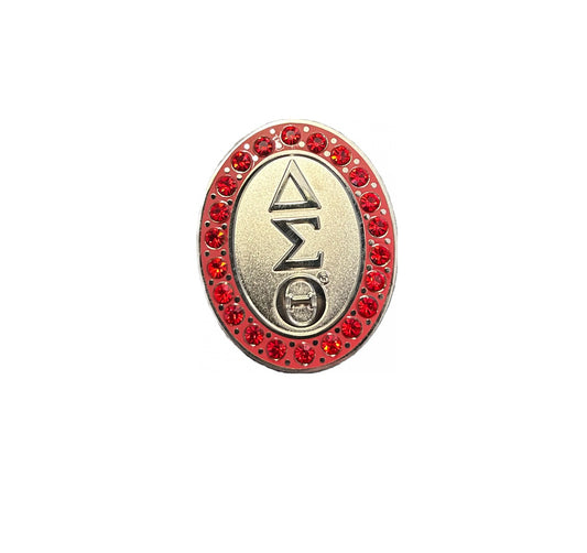 Delta Pins - Silver Sandblasted Metal with Red Rubies