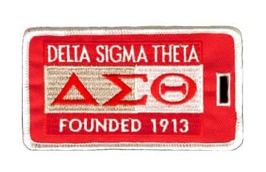 Delta Sigma Theta luggage tag featuring the Founded 1913 emblem, perfect sorority paraphernalia for proud members.