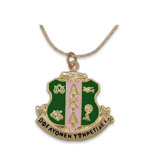 Alpha Kappa Alpha Shield Pendant Necklace with Chain