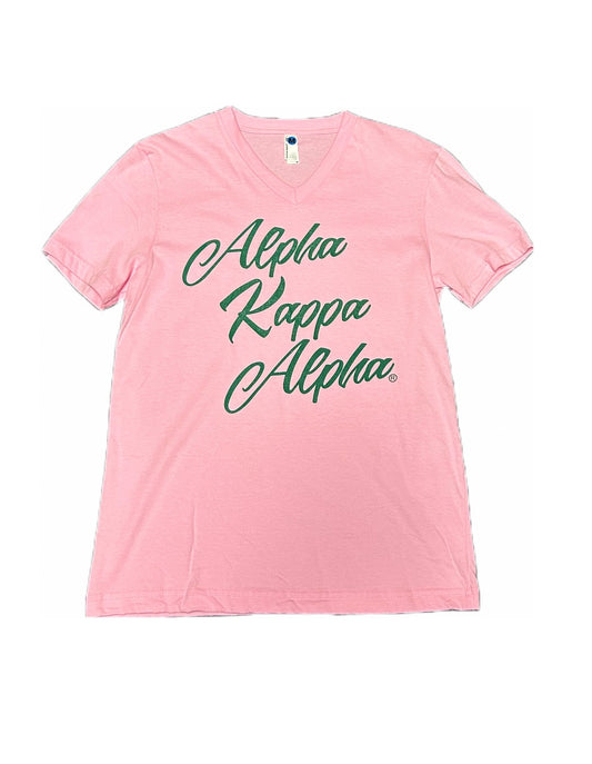 Alpha Kappa Alpha T-Shirt - Alpha Kappa Alpha, Pink with Green Lettering