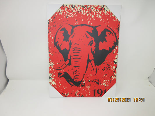Delta Print -  Elephant 1913 on Red Canvas