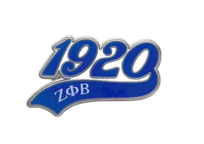 Zeta Pins 1920 pin, blue design, ideal sorority and fraternity paraphernalia, essential Greek gear accessory.