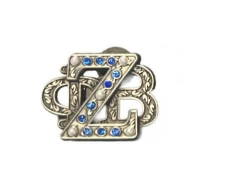 Zeta Pins - Elegant Z and Pearl design, perfect sorority and fraternity paraphernalia for Greek gear enthusiasts.