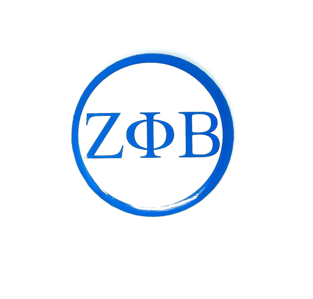 Zeta Pins retro button featuring ZΦB, perfect for sorority and fraternity paraphernalia and Greek gear enthusiasts.