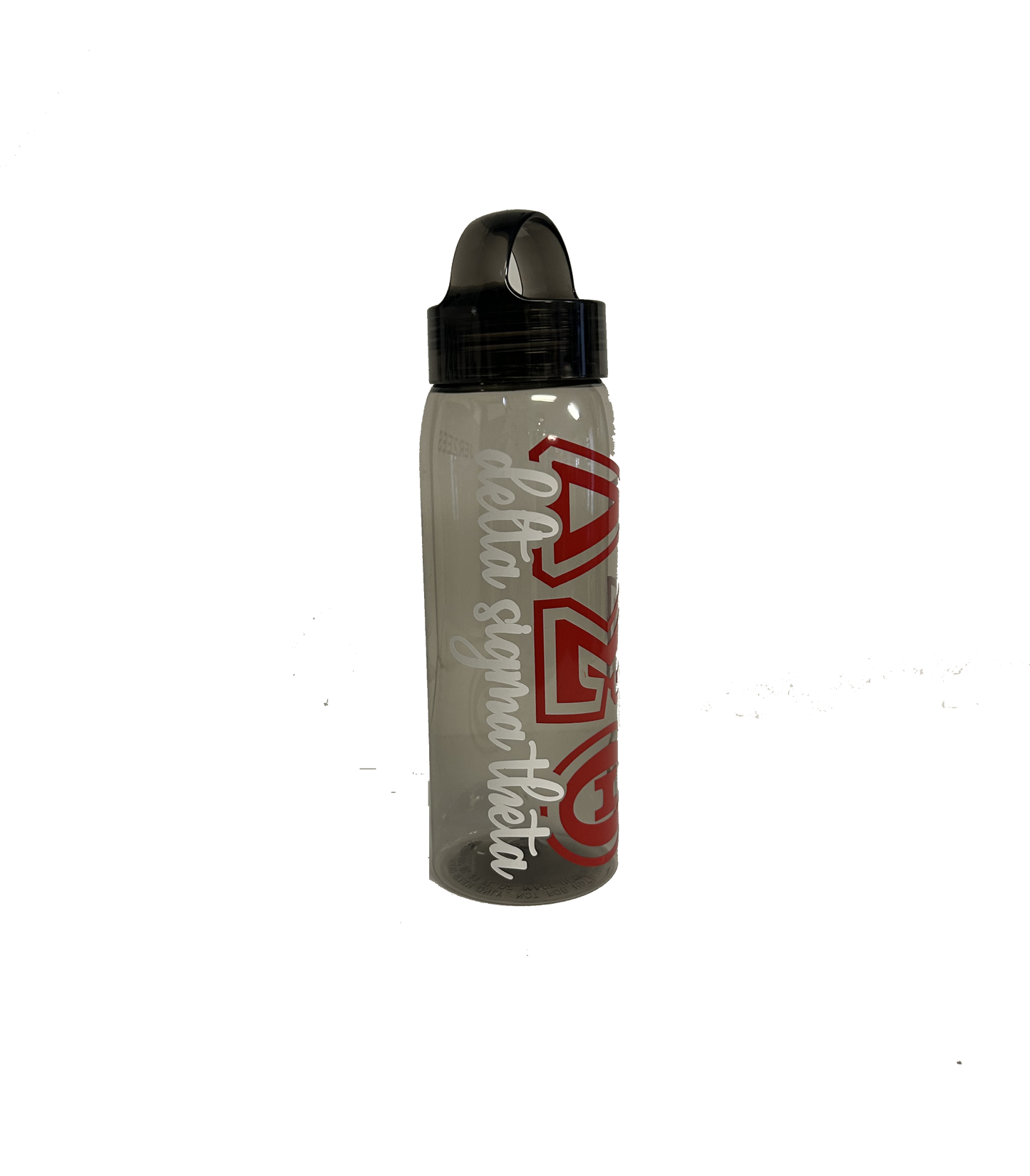 Delta Water Bottle - Plastic Black Bottle with Symbols