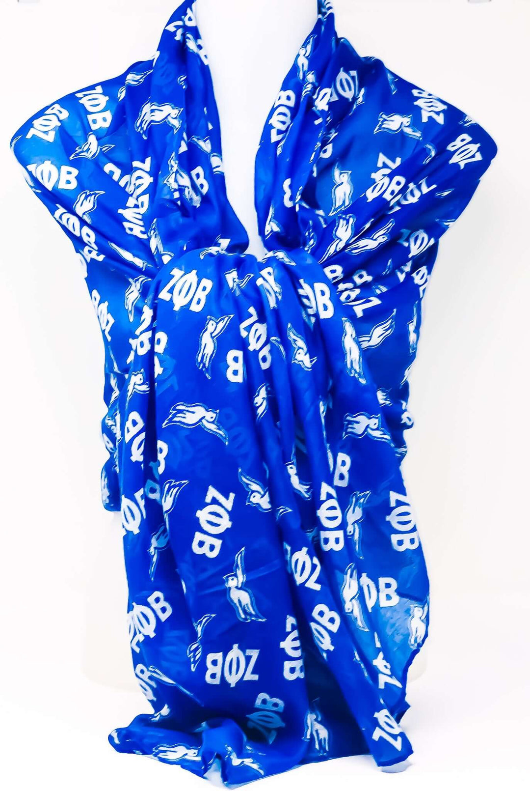 Zeta Scarf - Feather light blue scarf with Greek letters, perfect sorority paraphernalia and fraternity Greek gear accessory.