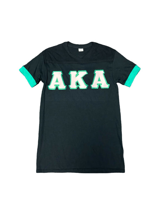 Alpha Kappa Alpha Classic Symbol Embroidered T-Shirt with Green Trim