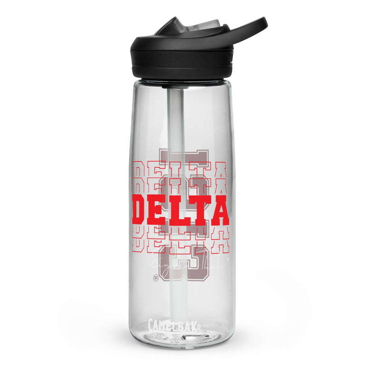 Delta Echo Sports water bottle, 25 oz, BPA-free, designed for sorority and fraternity hydration on the go.