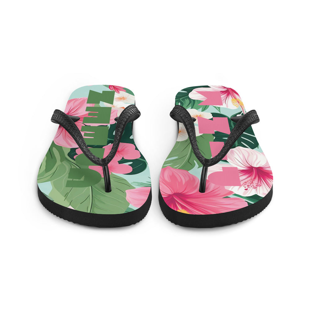 Alpha Kappa Alpha "Pink" & "Green" Floral Flip Flops