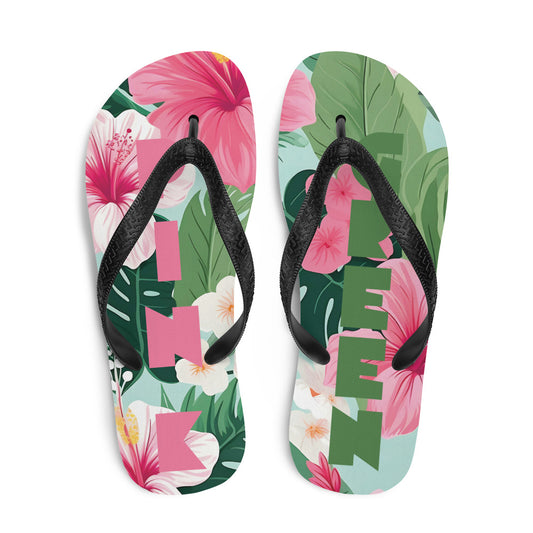 Alpha Kappa Alpha "Pink" & "Green" Floral Flip Flops