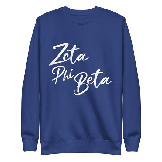 Zeta White Script Sweatshirt