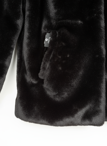 DST reversible satin fur jacket with embroidered sorority crest
