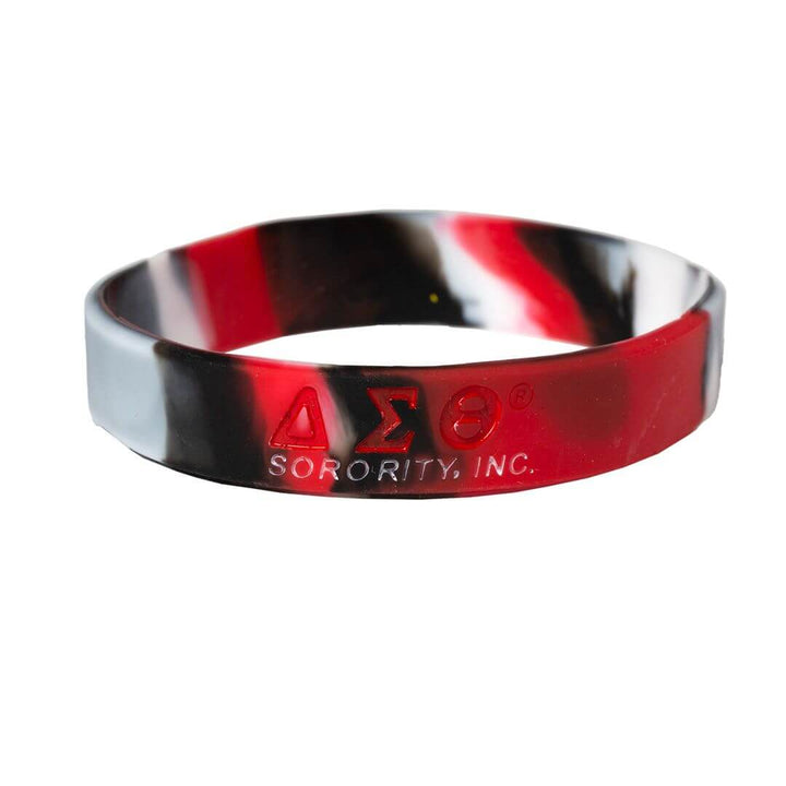 Delta Silicone Bracelet in red and black, perfect Greek gear for sorority and fraternity paraphernalia.