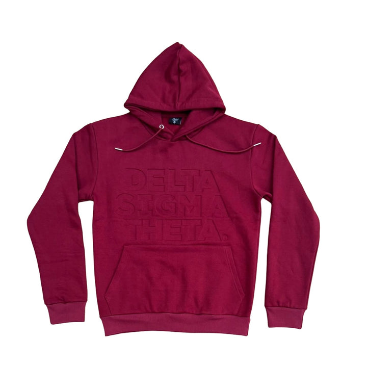 Delta Sigma Theta® Debossed Hoodie – Crimson Monochrome