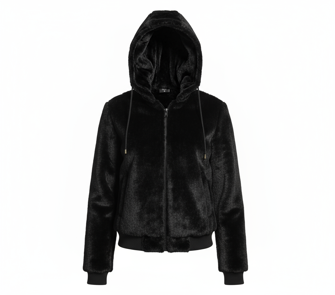 Black satin reversible jacket with Delta Sigma Theta crest and fur lining