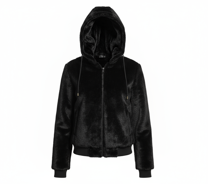 Black satin reversible jacket with Delta Sigma Theta crest and fur lining