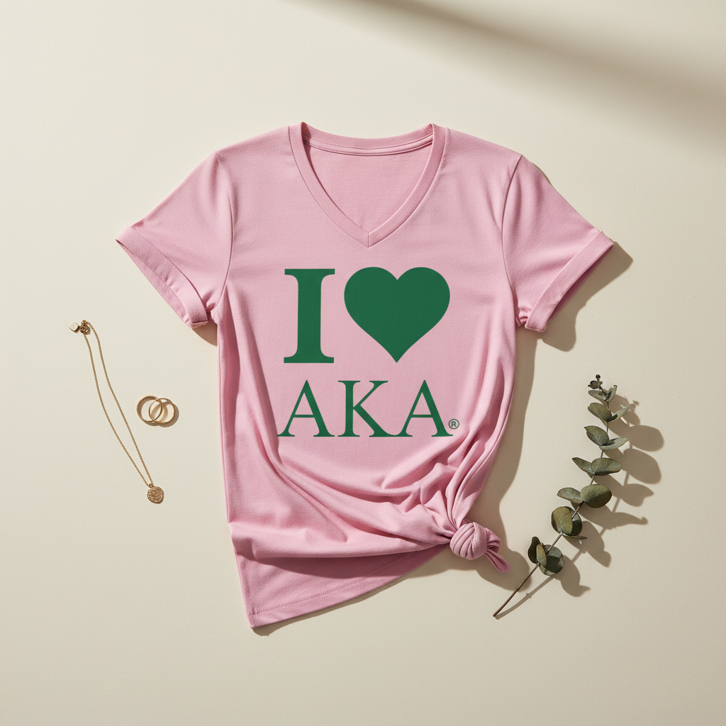 I ♥ AKA® Pink V-Neck Tee