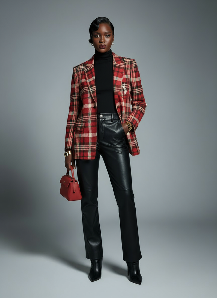 Delta Sigma Theta Crimson All-Weather Plaid Blazer