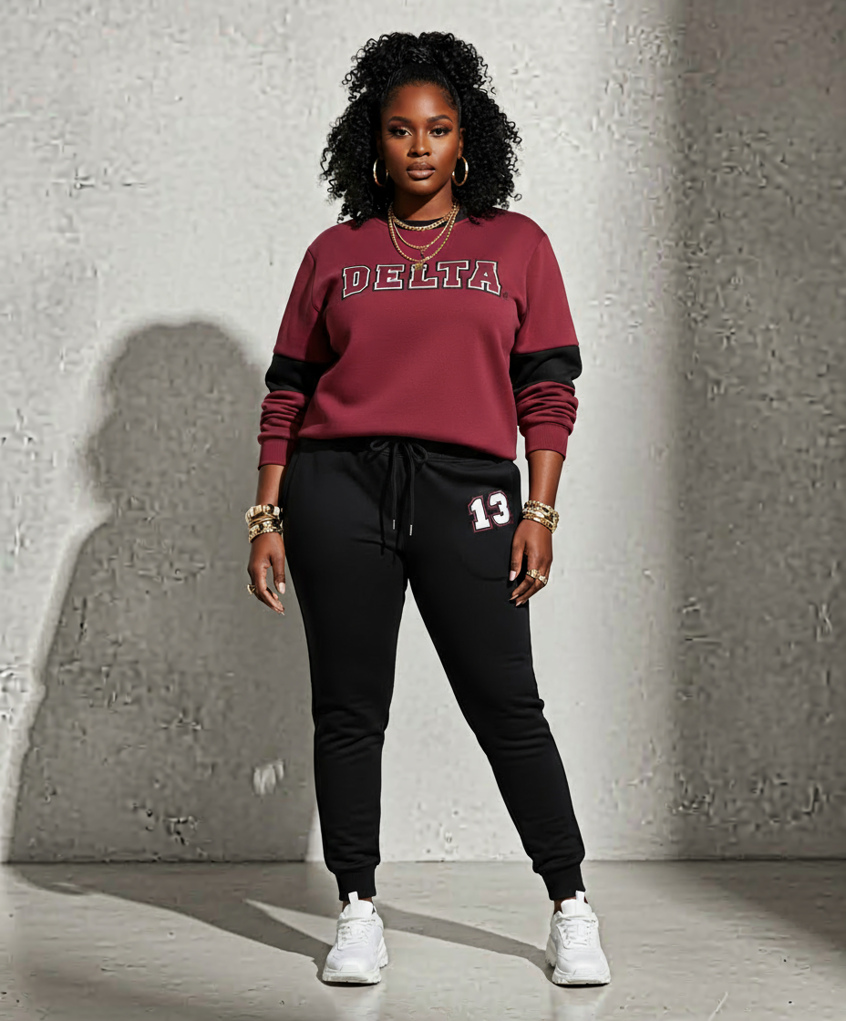 Delta Sigma Theta® Black & Crimson Luxe Jogger Set