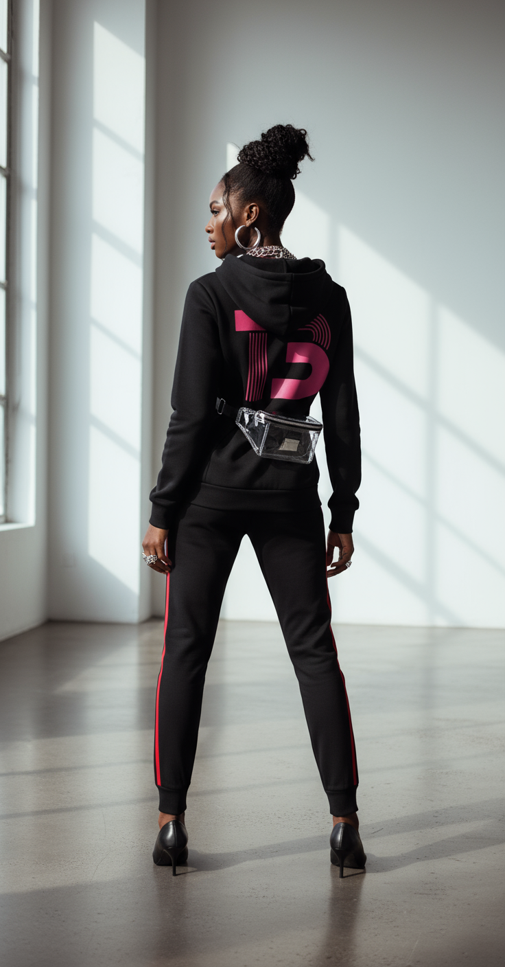 Delta Sigma Theta® Line & Luxe Jogger Set – Black & Crimson