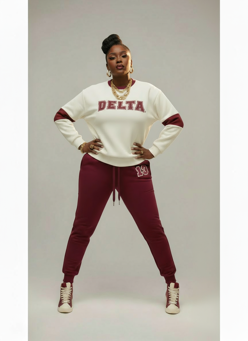 Delta Sigma Theta® Crimson Cream Luxe Jogger Set