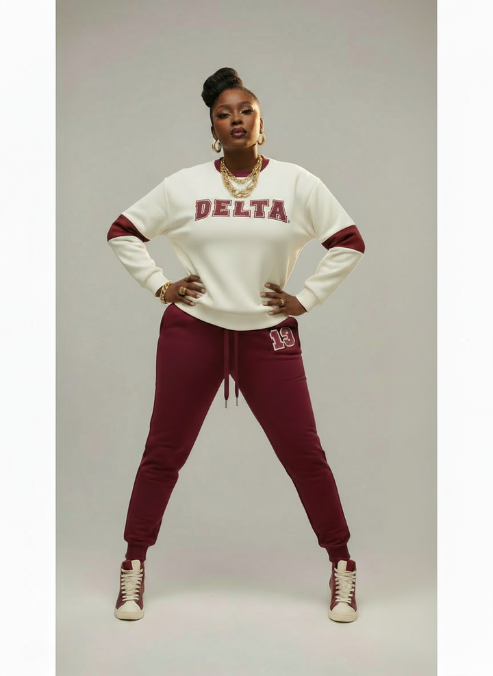 Delta Sigma Theta® Crimson Cream Luxe Jogger Set
