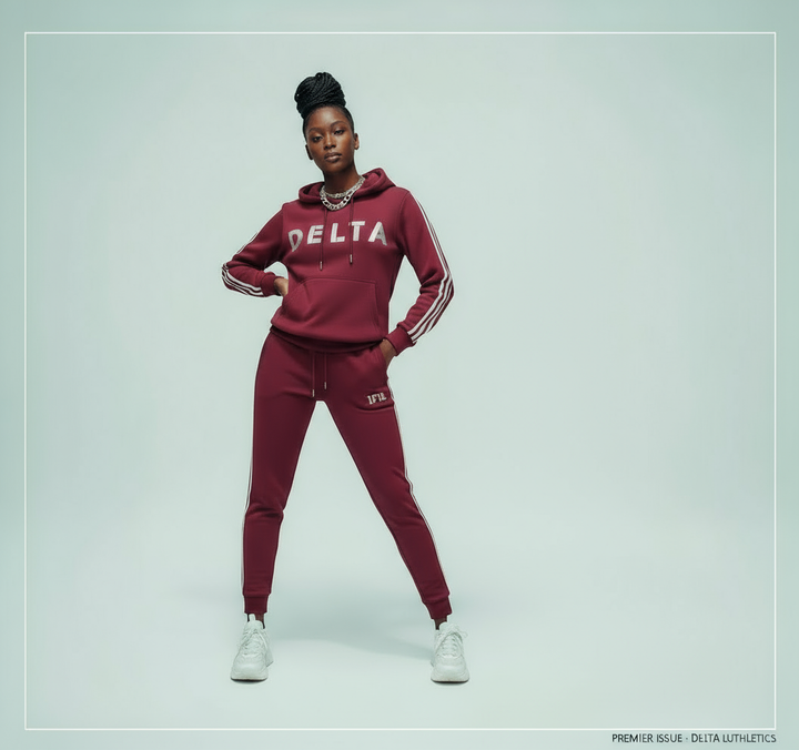 Delta Sigma Theta® Line & Luxe Hoodie – Crimson & Cream