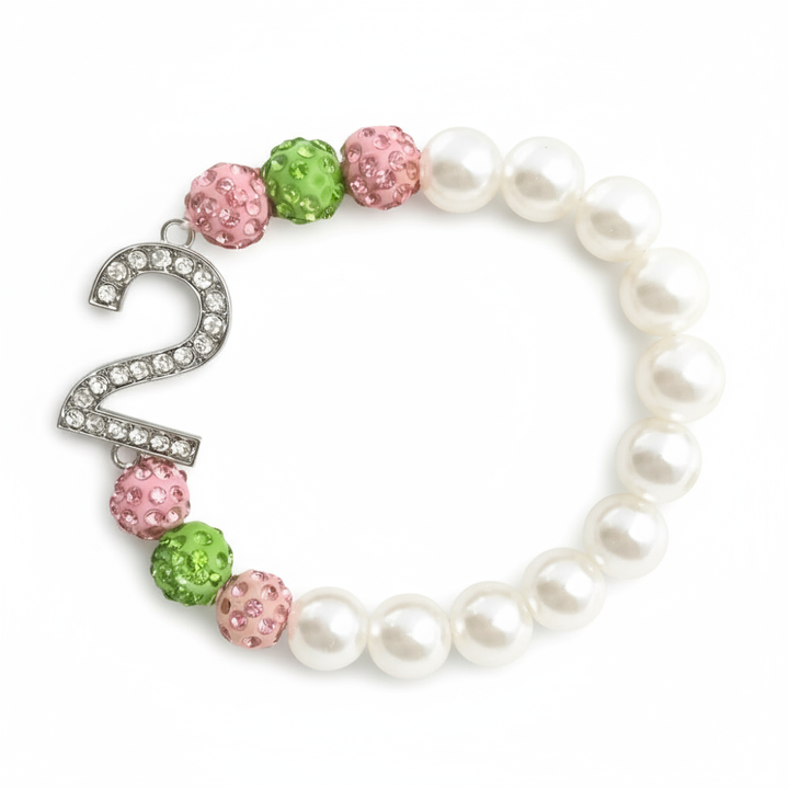Alpha Kappa Alpha® Pearls & Sparkle Line Number Bracelet