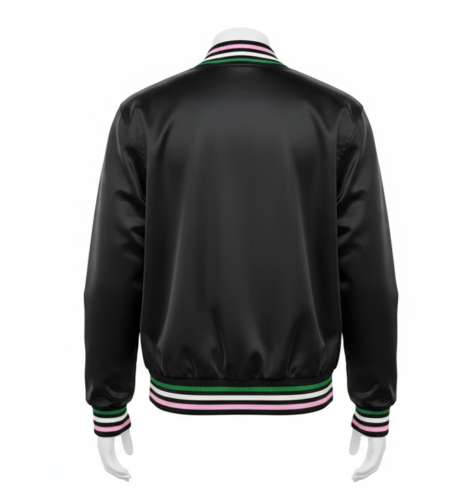 Alpha Kappa Alpha® Black Satin Baseball Jacket