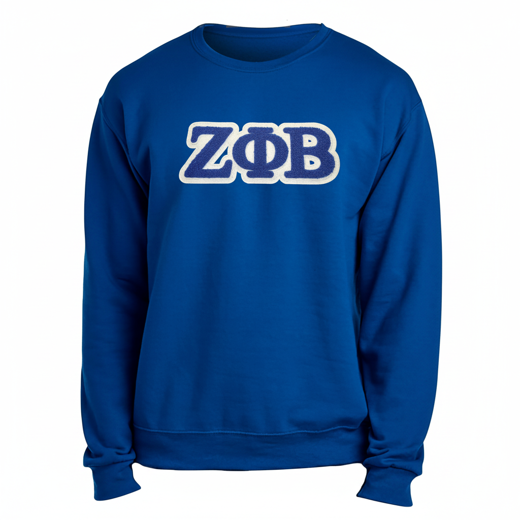 Zeta Embroidered Chenille Symbols Sweatshirt