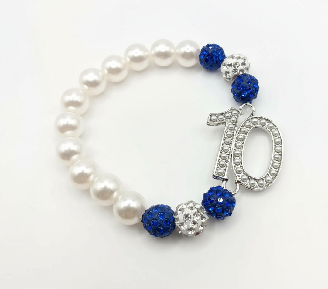 Zeta Phi Beta® Number Charm Beaded Bracelet Collection (1–10)
