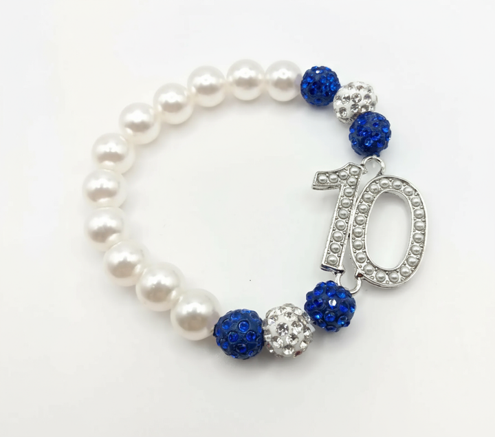 Zeta Phi Beta® Number Charm Beaded Bracelet Collection (1–10)