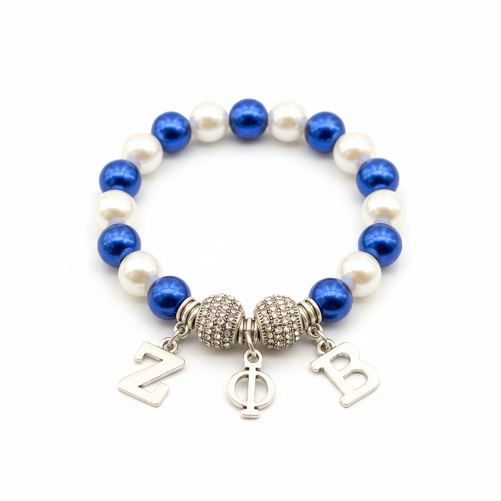 Zeta Phi Beta® Pearl & Charm Letter Bracelet