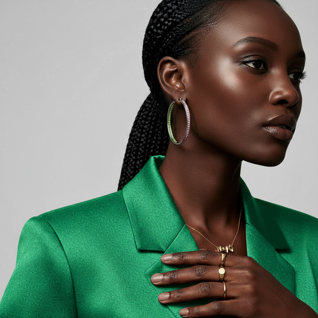 Alpha Kappa Alpha® Pink & Green Crystal Hoop Earrings