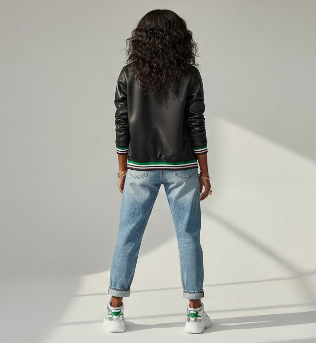Alpha Kappa Alpha® Black Satin Baseball Jacket