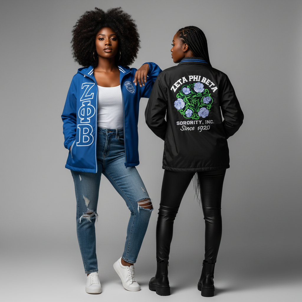 Zeta Windbreaker Jacket - Blue Embroidered Sorority Wear – A&W