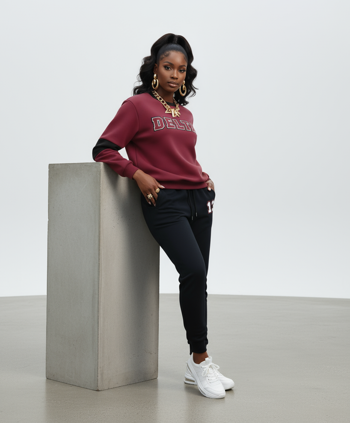 Delta Sigma Theta® Black & Crimson Luxe Jogger Set