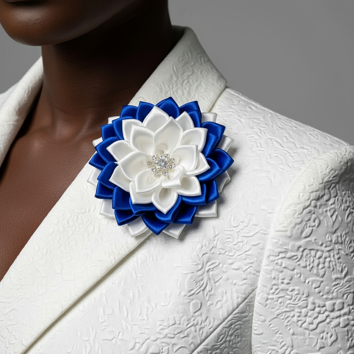 Zeta Phi Beta® Blue & White Satin Flower Pin